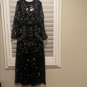 Juicy Couture Black and Pink Embroidered Maxi Dress